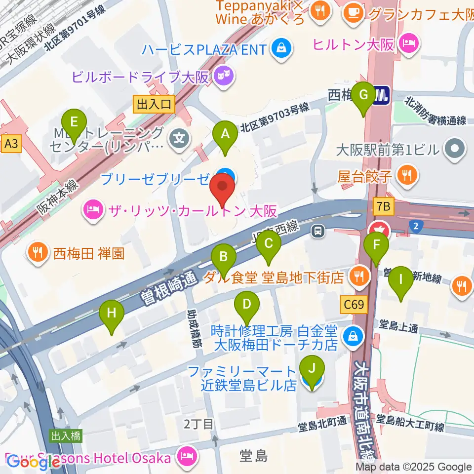 MIKIミュージックサロン西梅田ブリーゼブリーゼ周辺のコンビニエンスストア一覧地図