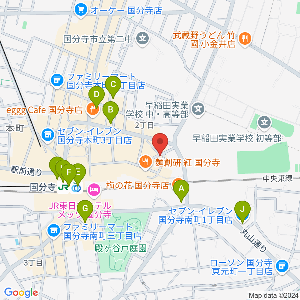 国分寺giee周辺のコンビニエンスストア一覧地図