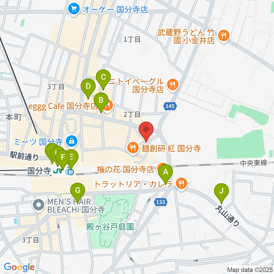 国分寺giee周辺のコンビニエンスストア一覧地図