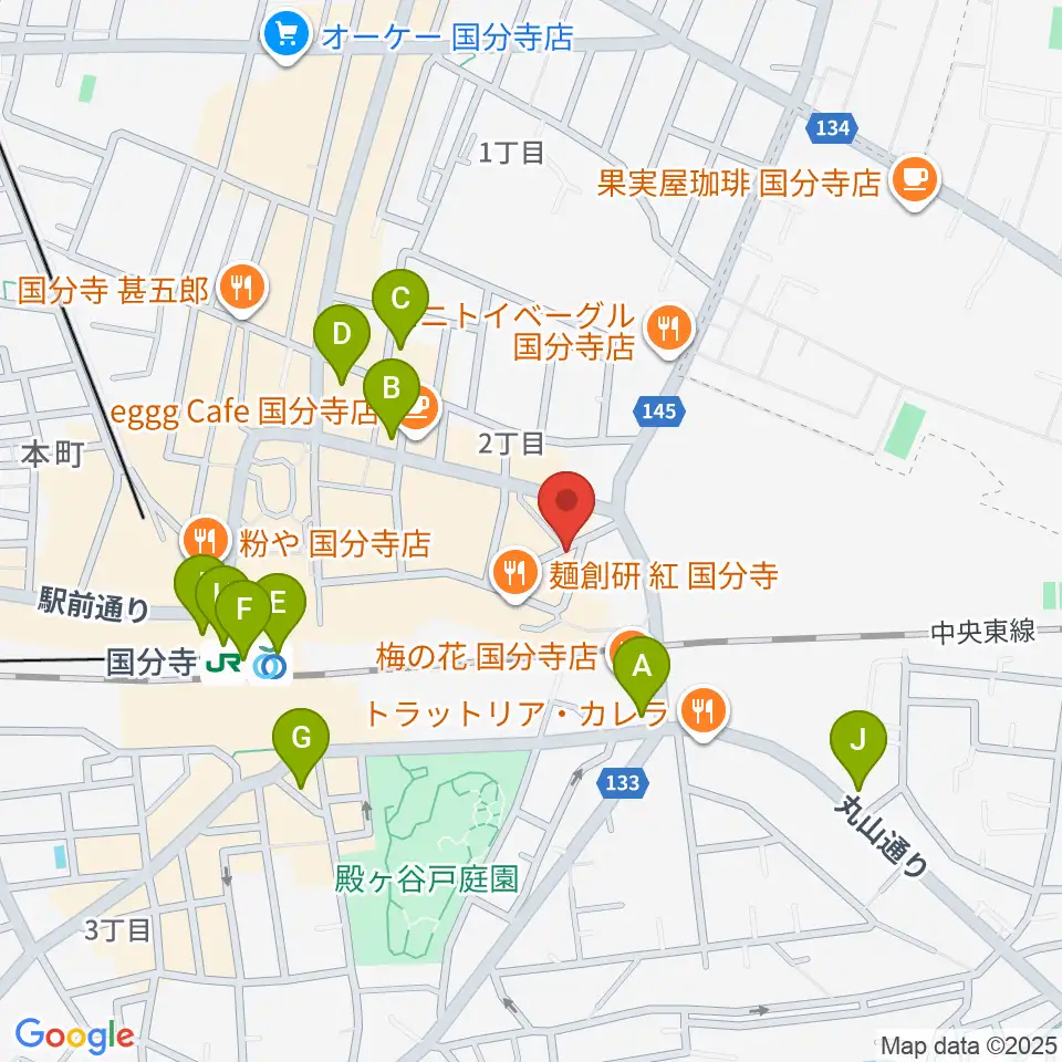 国分寺giee周辺のコンビニエンスストア一覧地図