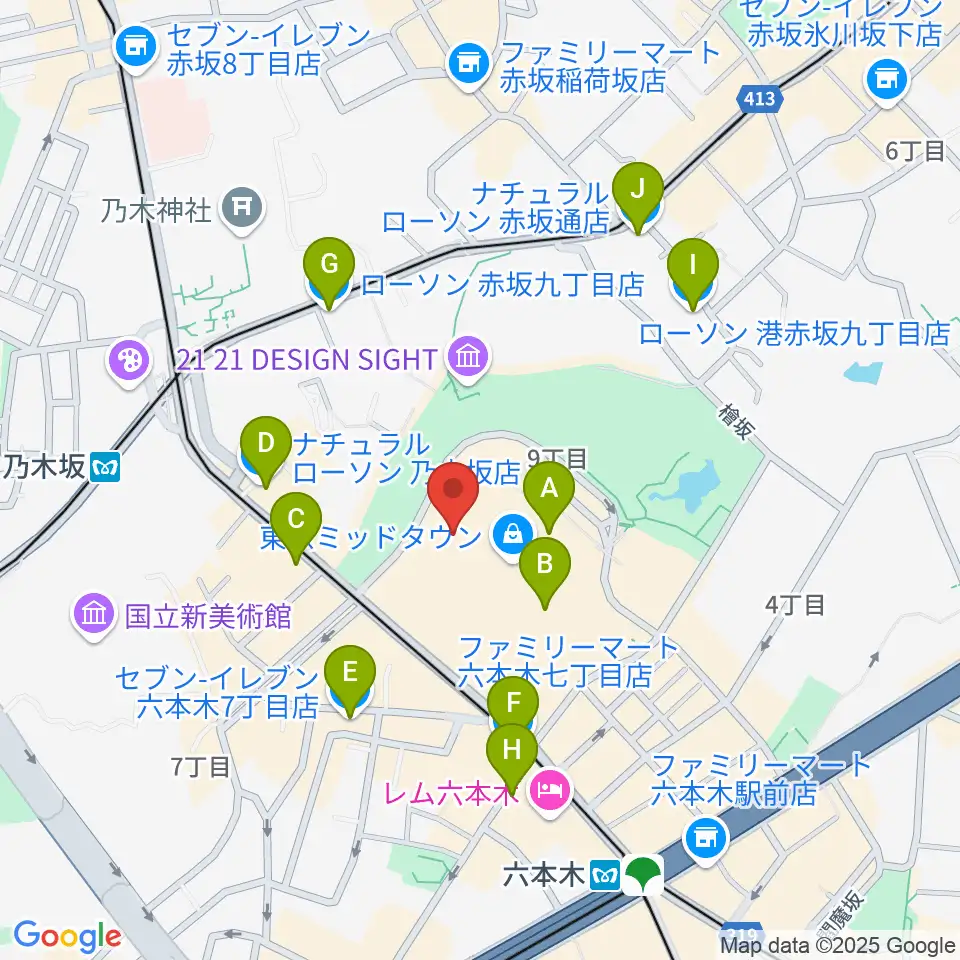ビルボードライブ東京周辺のコンビニエンスストア一覧地図