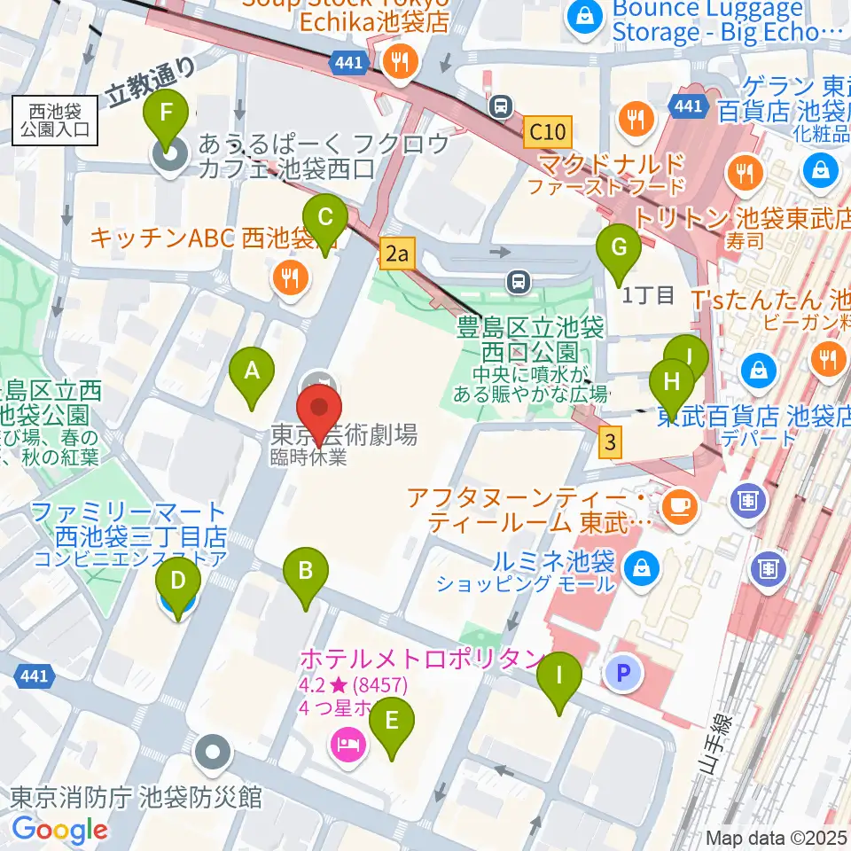 ミュージックスタジオ・フォルテ芸劇店周辺のコンビニエンスストア一覧地図