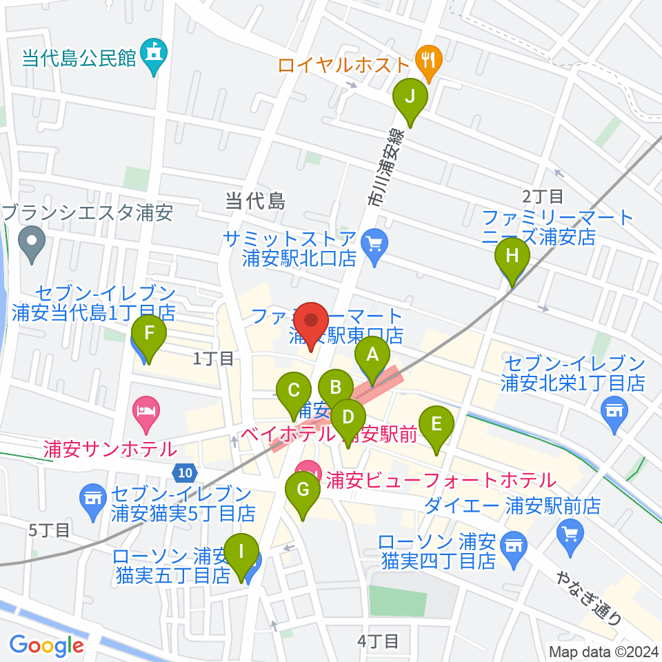 ジェイズスタジオ 浦安店周辺のコンビニエンスストア一覧地図