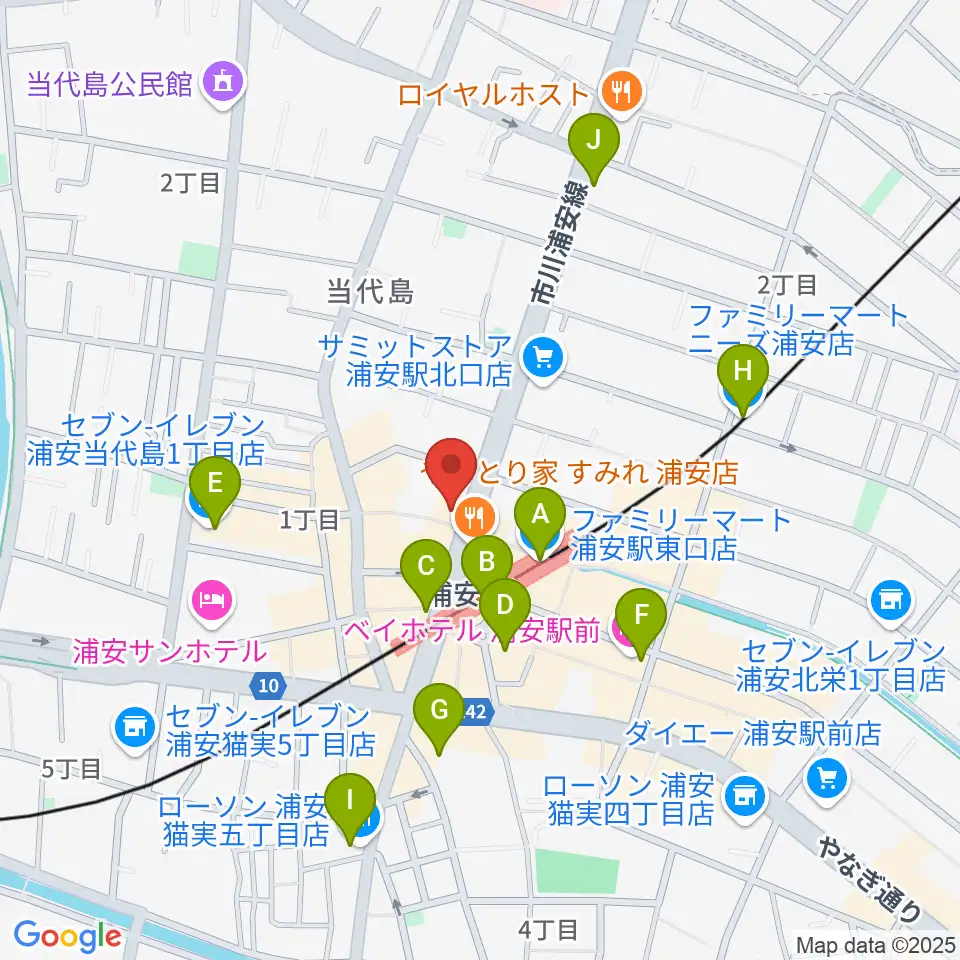 ジェイズスタジオ 浦安店周辺のコンビニエンスストア一覧地図
