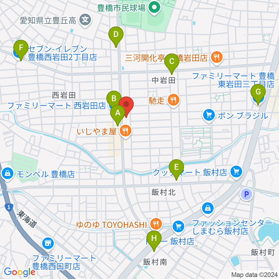 オリエント楽器ミューズフォレスト豊が丘周辺のコンビニエンスストア一覧地図