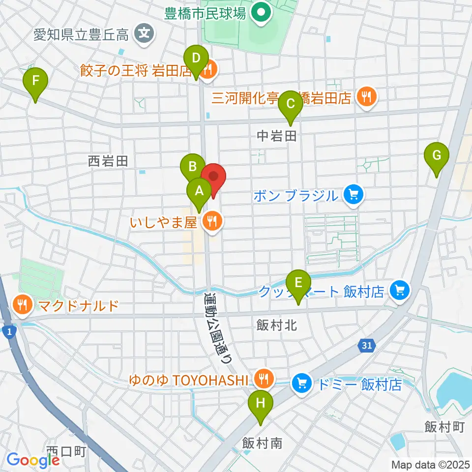 オリエント楽器ミューズフォレスト豊が丘周辺のコンビニエンスストア一覧地図