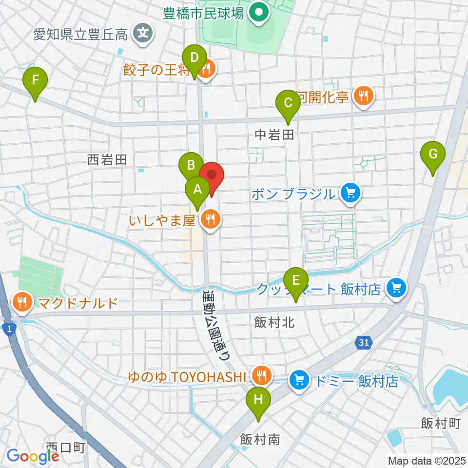 オリエント楽器ミューズフォレスト豊が丘周辺のコンビニエンスストア一覧地図
