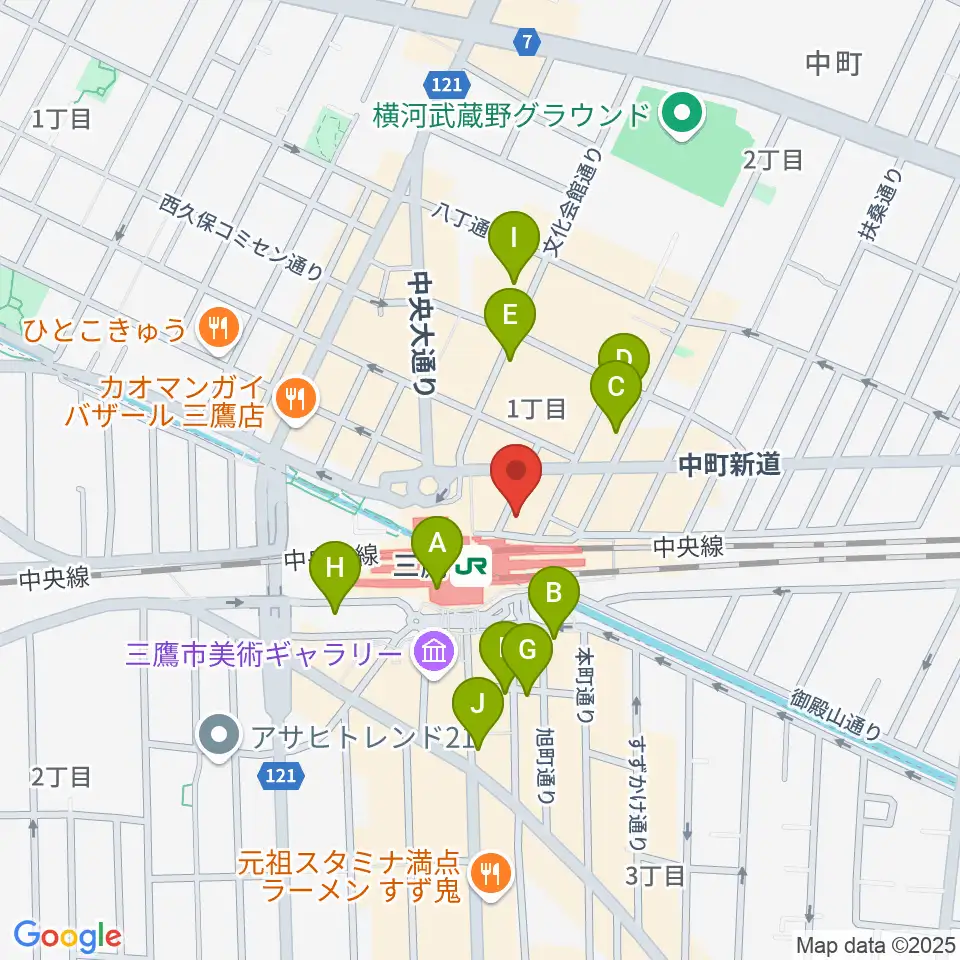武蔵野芸能劇場周辺のコンビニエンスストア一覧地図