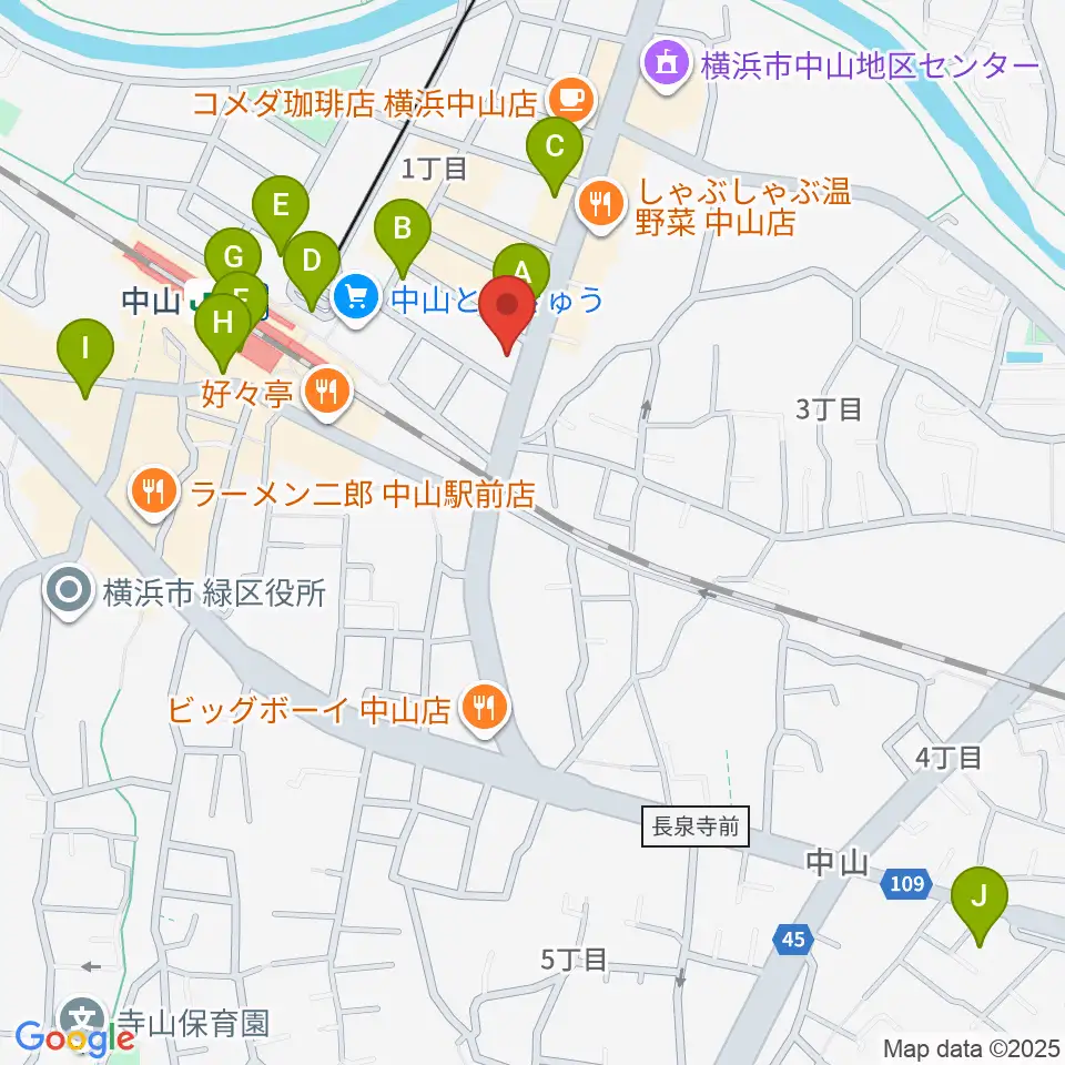 山響楽器店 中山店周辺のコンビニエンスストア一覧地図