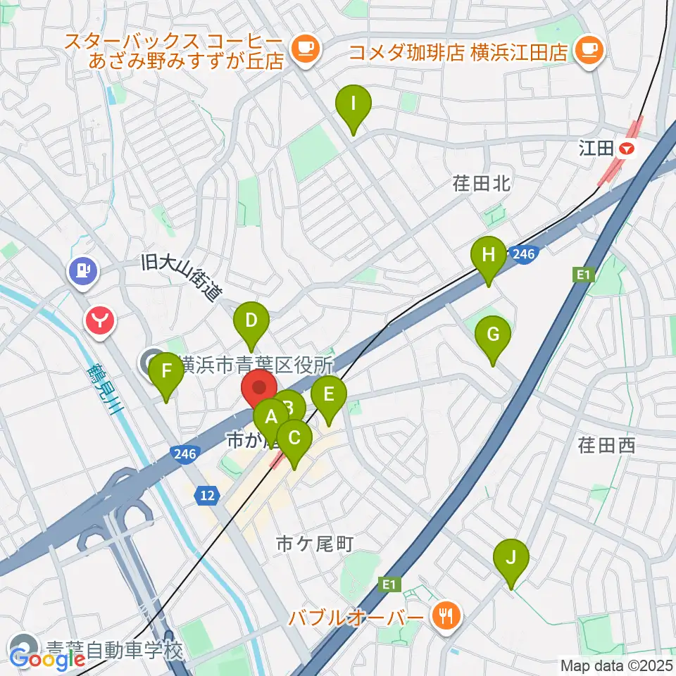 山響楽器店 市ヶ尾センター周辺のコンビニエンスストア一覧地図