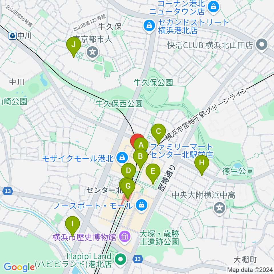 山響楽器店 センター北教室周辺のコンビニエンスストア一覧地図