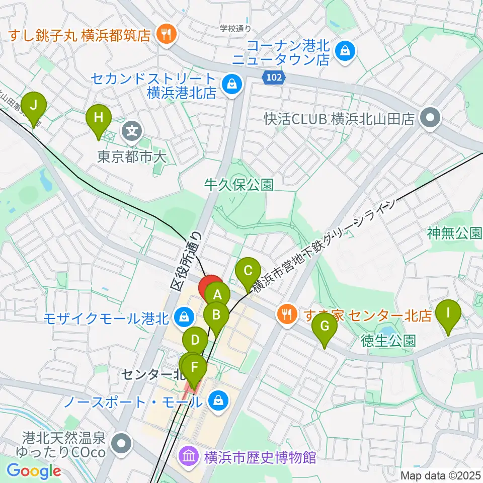 山響楽器店 センター北教室周辺のコンビニエンスストア一覧地図