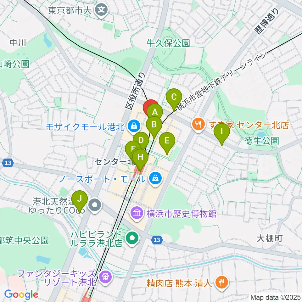 山響楽器店 センター北教室周辺のコンビニエンスストア一覧地図