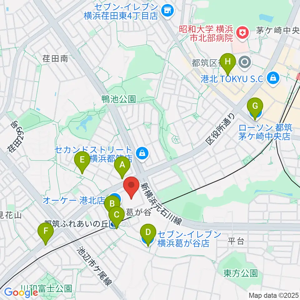 山響楽器店 ふれあいの丘センター周辺のコンビニエンスストア一覧地図