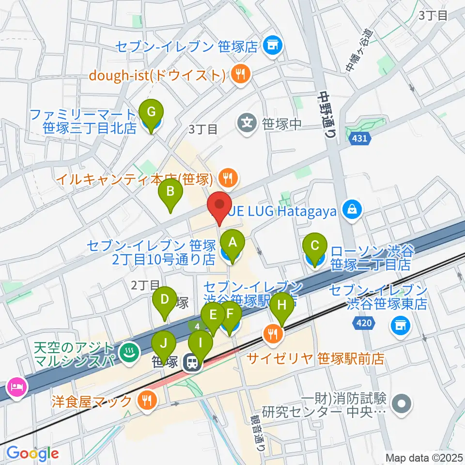 MUSIC K2M周辺のコンビニエンスストア一覧地図