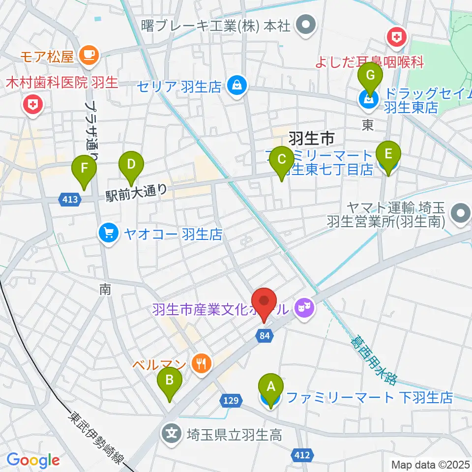 オトワ楽器 ハミングパーク羽生周辺のコンビニエンスストア一覧地図