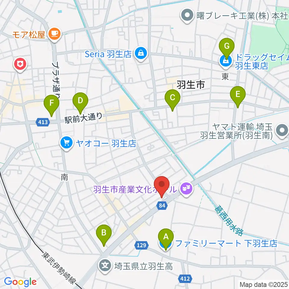オトワ楽器 ハミングパーク羽生周辺のコンビニエンスストア一覧地図