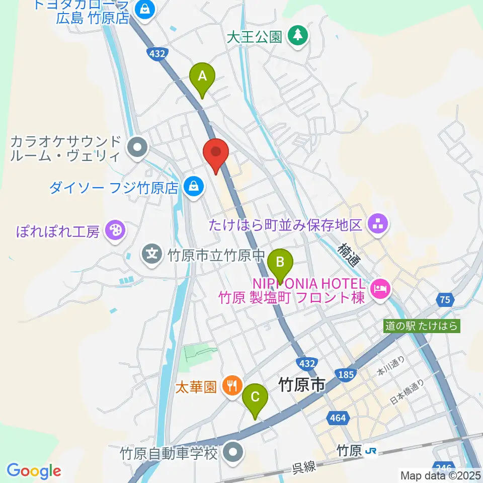 キハラ楽器 竹原センター周辺のコンビニエンスストア一覧地図