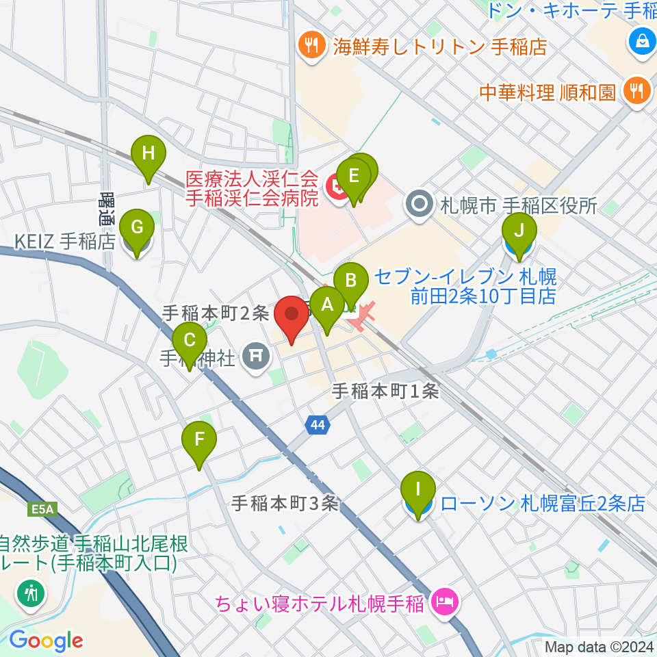 エルム楽器 手稲センター周辺のコンビニエンスストア一覧地図