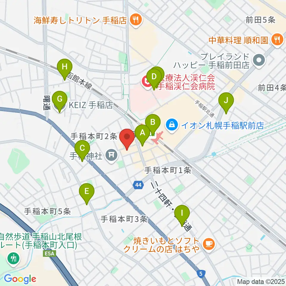 エルム楽器 手稲センター周辺のコンビニエンスストア一覧地図
