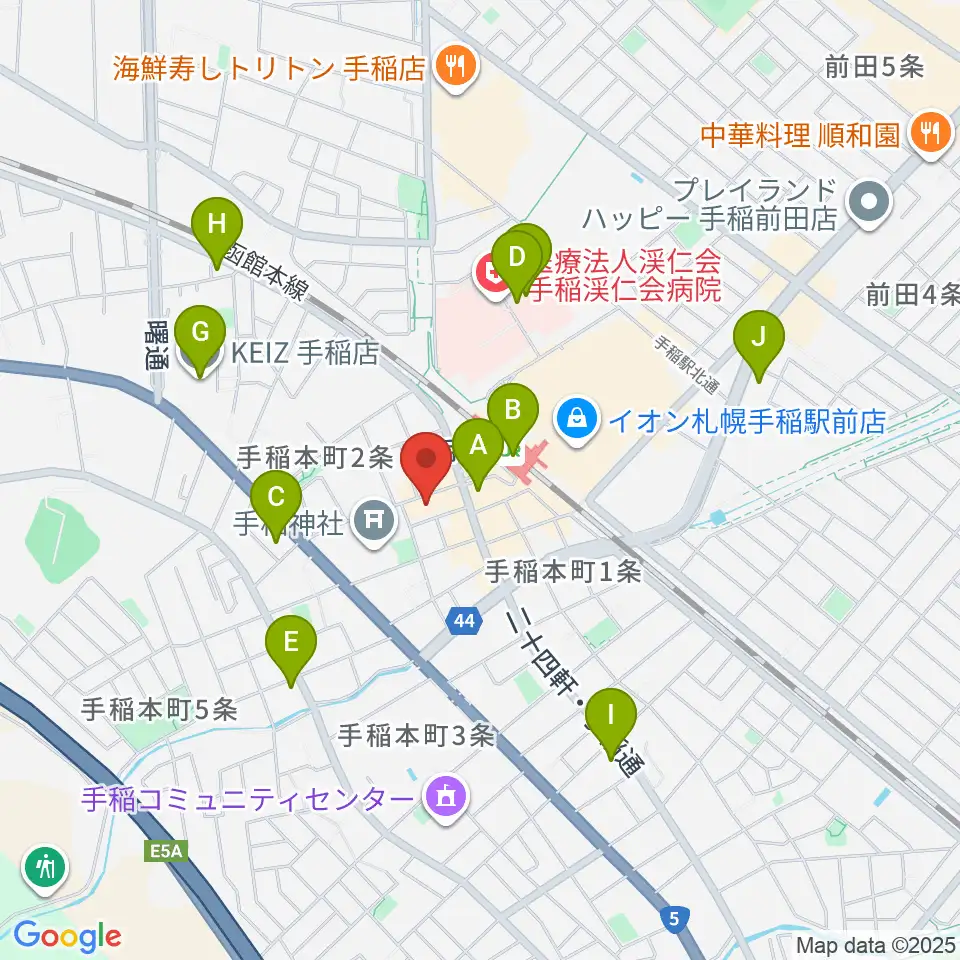 エルム楽器 手稲センター周辺のコンビニエンスストア一覧地図