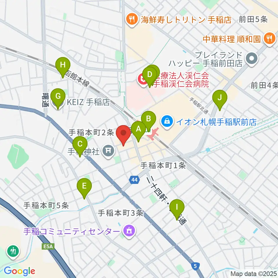エルム楽器 手稲センター周辺のコンビニエンスストア一覧地図