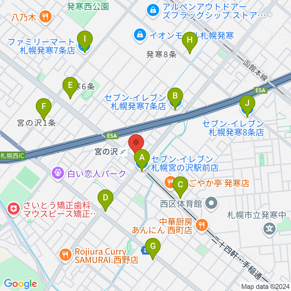 エルム楽器 宮の沢ミュージックセンター周辺のコンビニエンスストア一覧地図