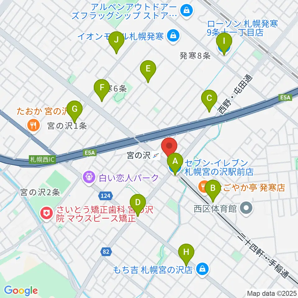 エルム楽器 宮の沢ミュージックセンター周辺のコンビニエンスストア一覧地図