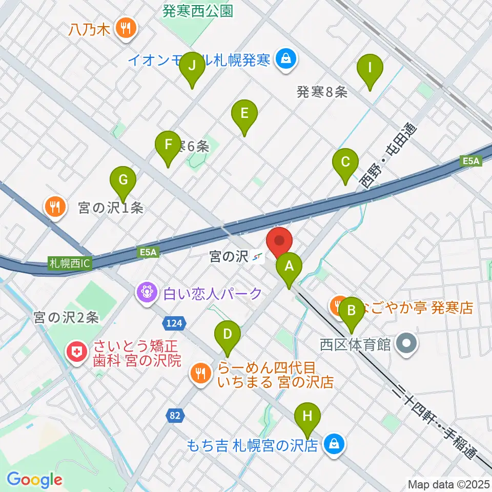 エルム楽器 宮の沢ミュージックセンター周辺のコンビニエンスストア一覧地図