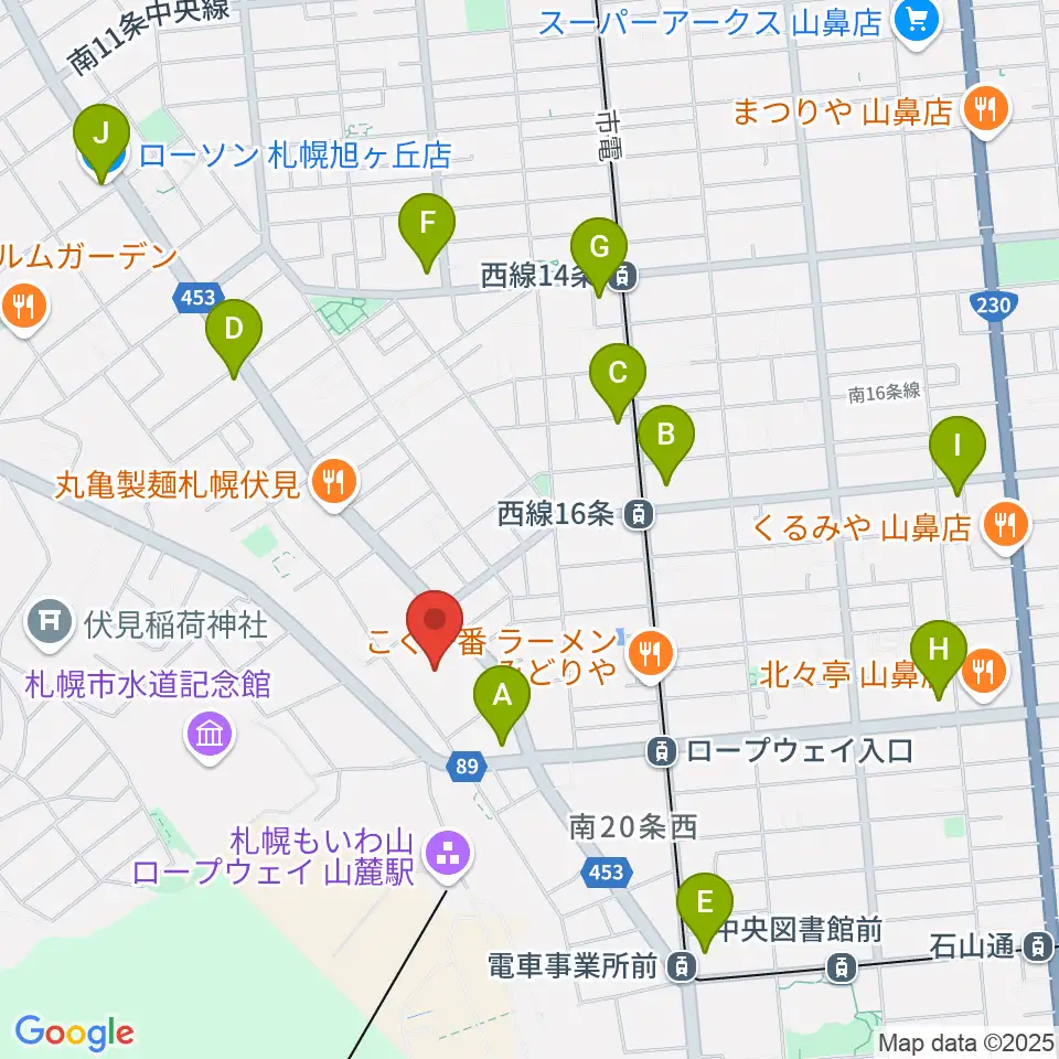 エルム楽器 伏見センター周辺のコンビニエンスストア一覧地図