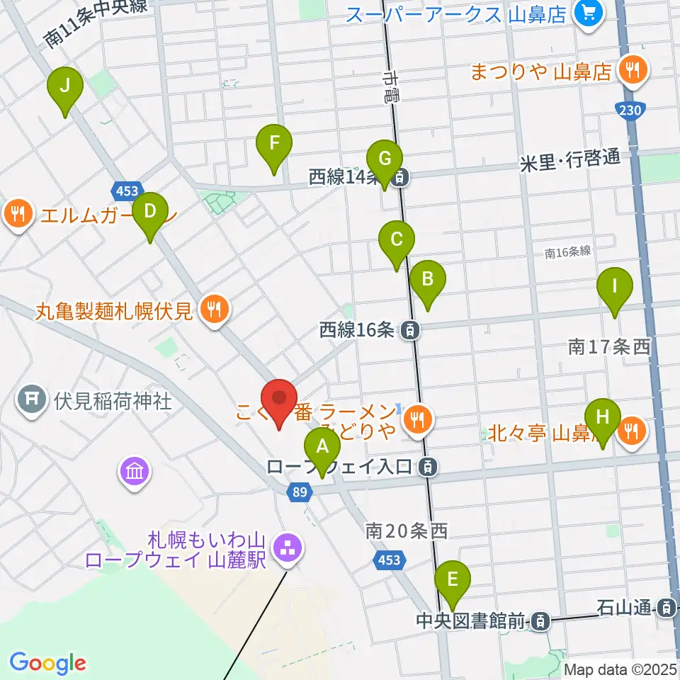 エルム楽器 伏見センター周辺のコンビニエンスストア一覧地図