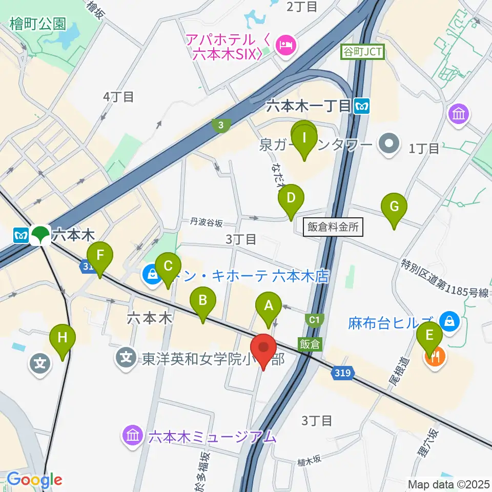 六本木CLUB EDGE周辺のコンビニエンスストア一覧地図