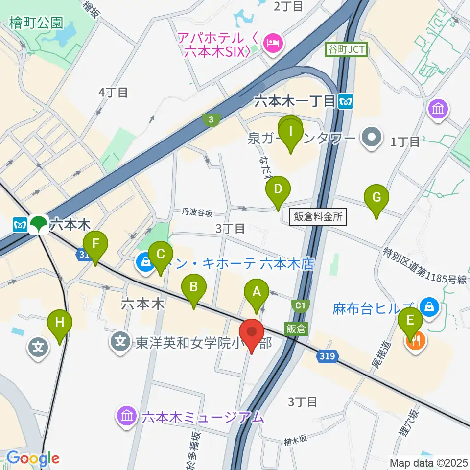 六本木CLUB EDGE周辺のコンビニエンスストア一覧地図