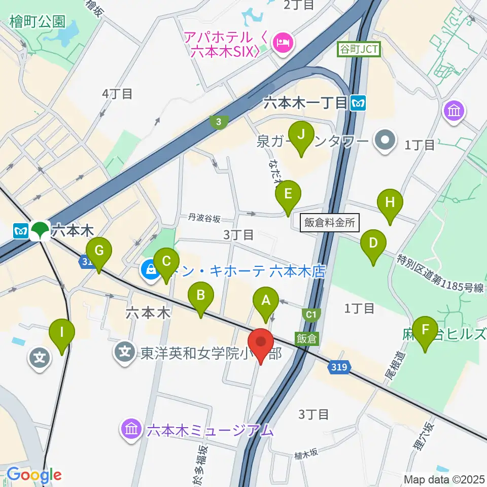 六本木CLUB EDGE周辺のコンビニエンスストア一覧地図
