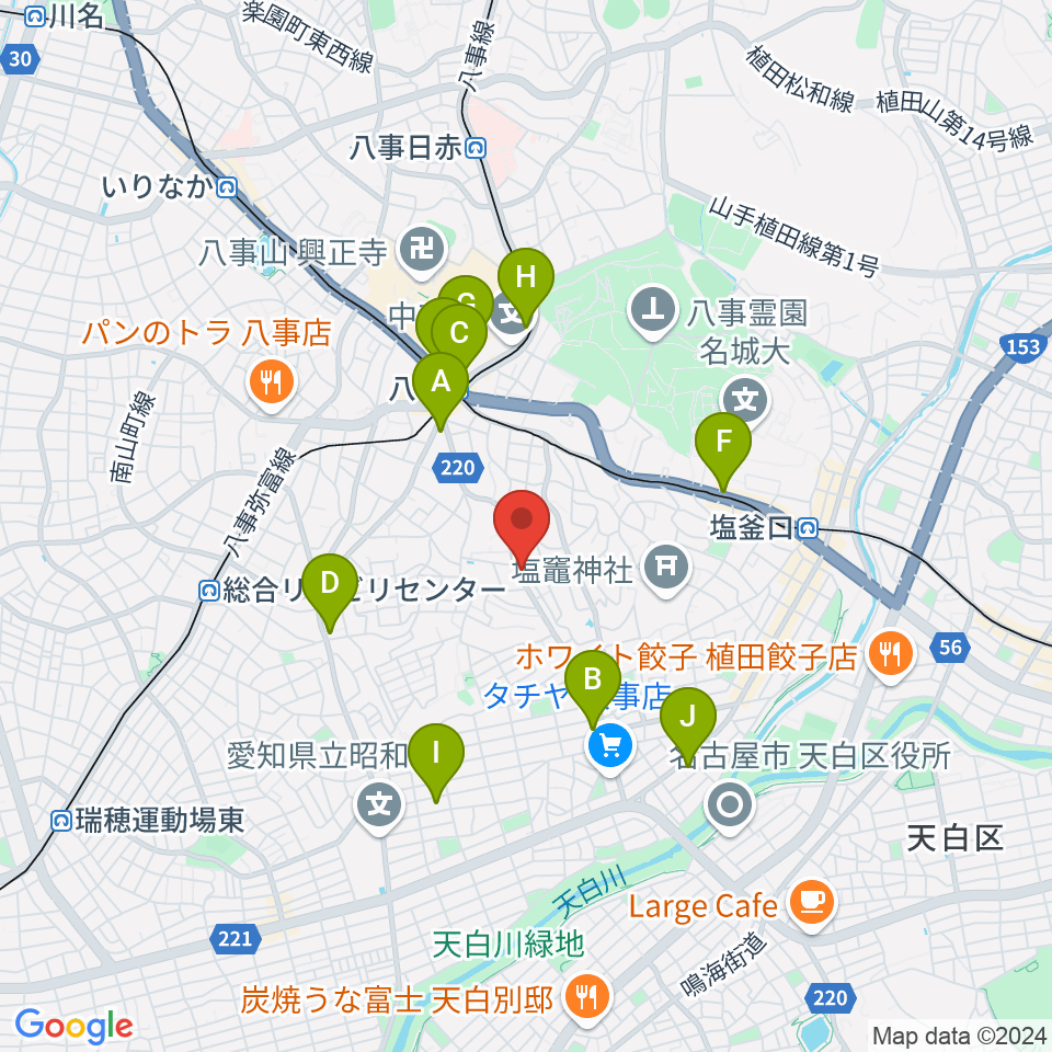 音楽教室あんだんて 八事教室周辺のコンビニエンスストア一覧地図