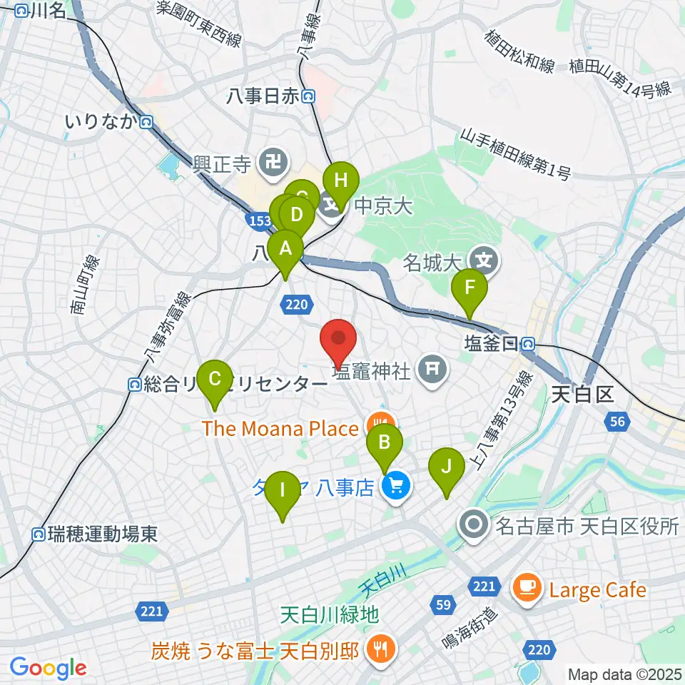 音楽教室あんだんて 八事教室周辺のコンビニエンスストア一覧地図