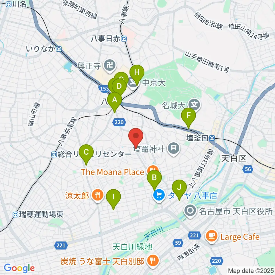 音楽教室あんだんて 八事教室周辺のコンビニエンスストア一覧地図