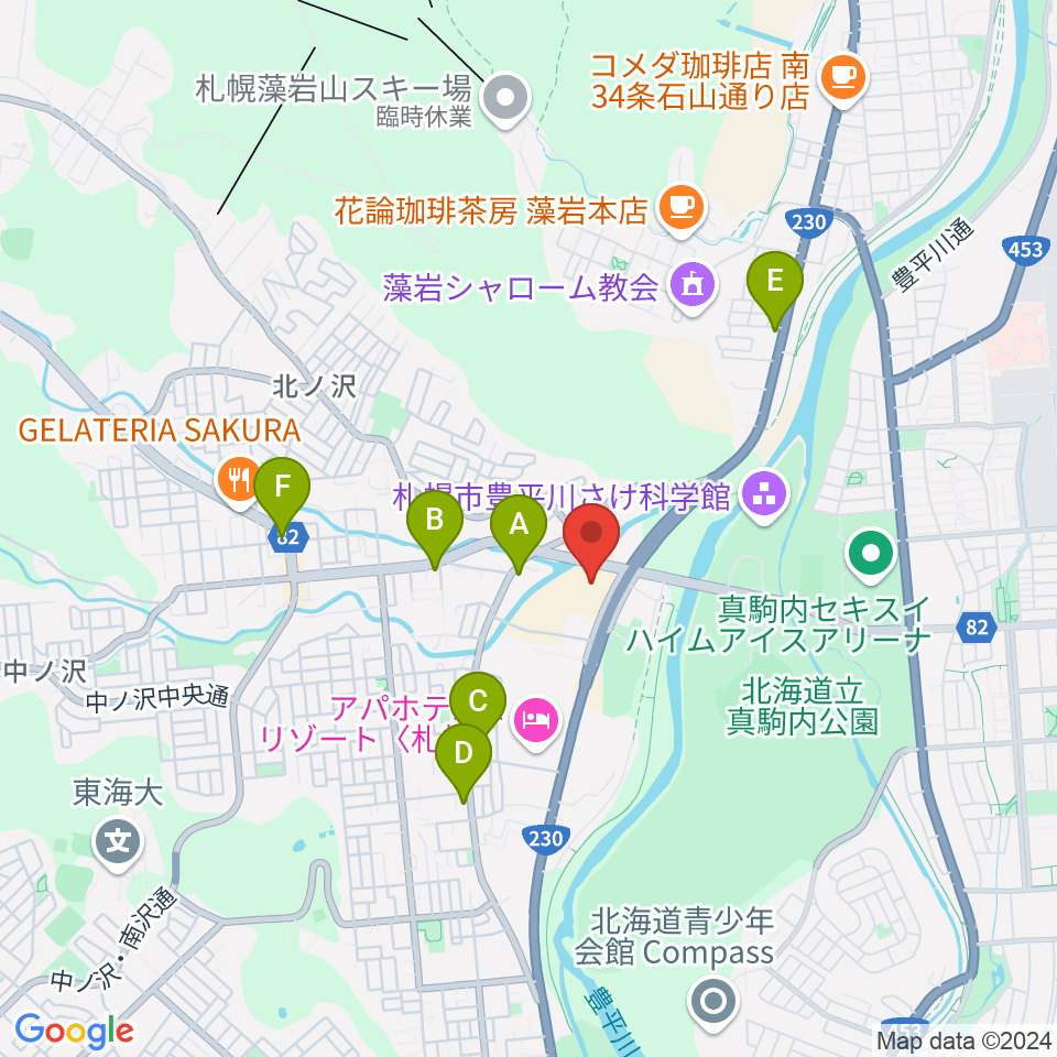 エルム楽器 イオン札幌藻岩センター周辺のコンビニエンスストア一覧地図