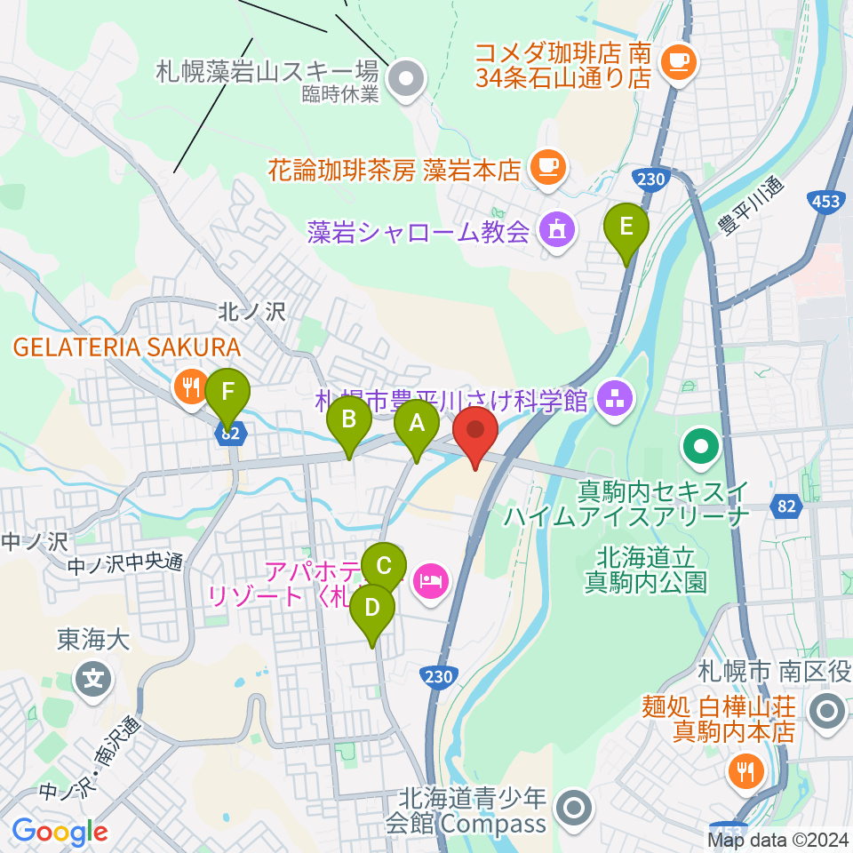 エルム楽器 イオン札幌藻岩センター周辺のコンビニエンスストア一覧地図