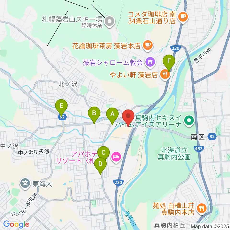 エルム楽器 イオン札幌藻岩センター周辺のコンビニエンスストア一覧地図