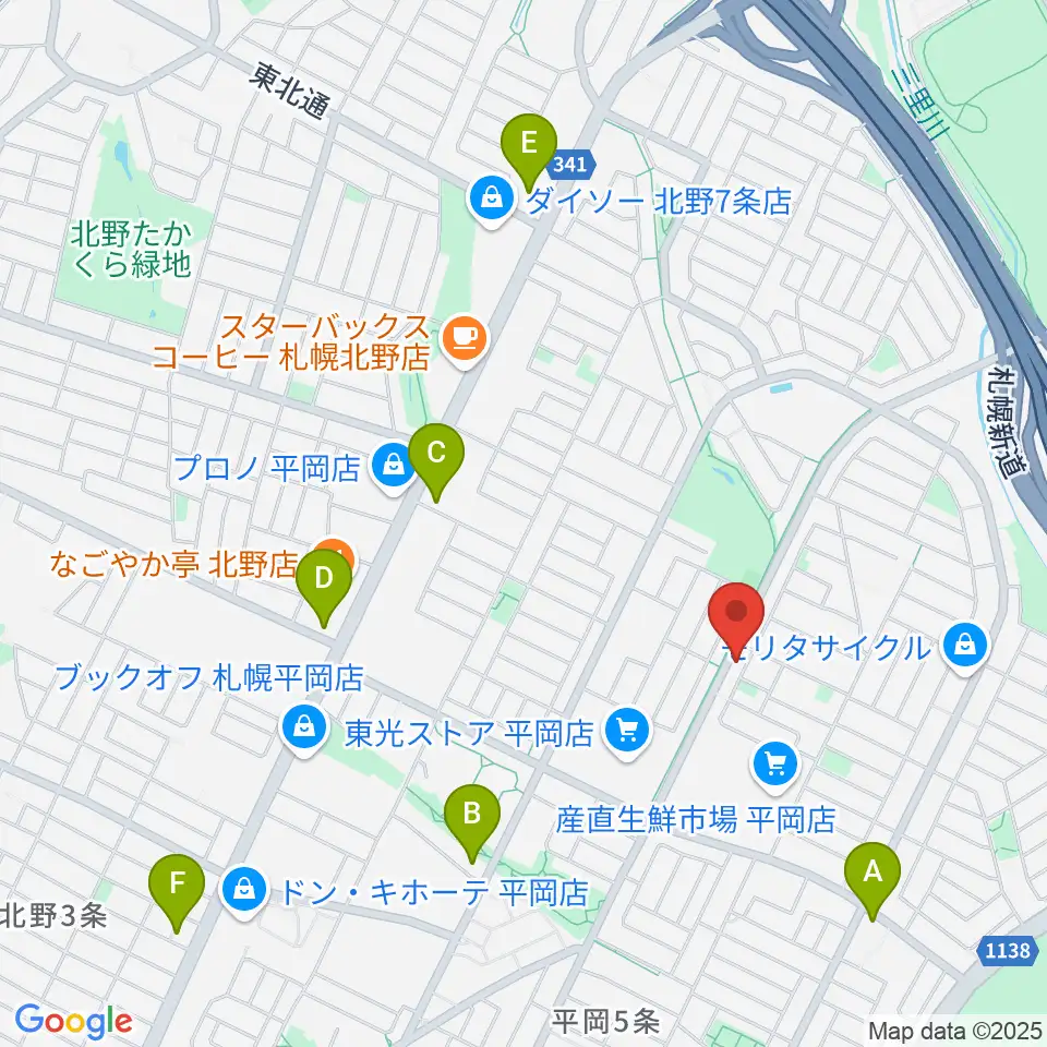 エルム楽器 平岡センター周辺のコンビニエンスストア一覧地図