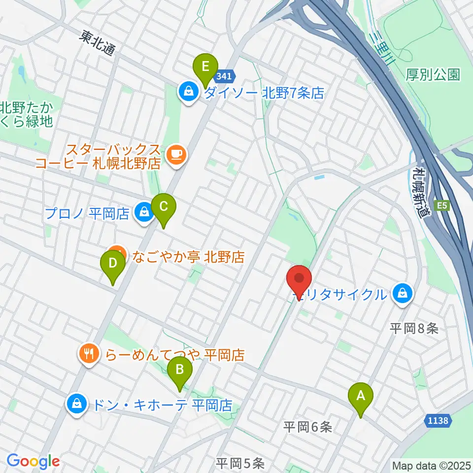 エルム楽器 平岡センター周辺のコンビニエンスストア一覧地図