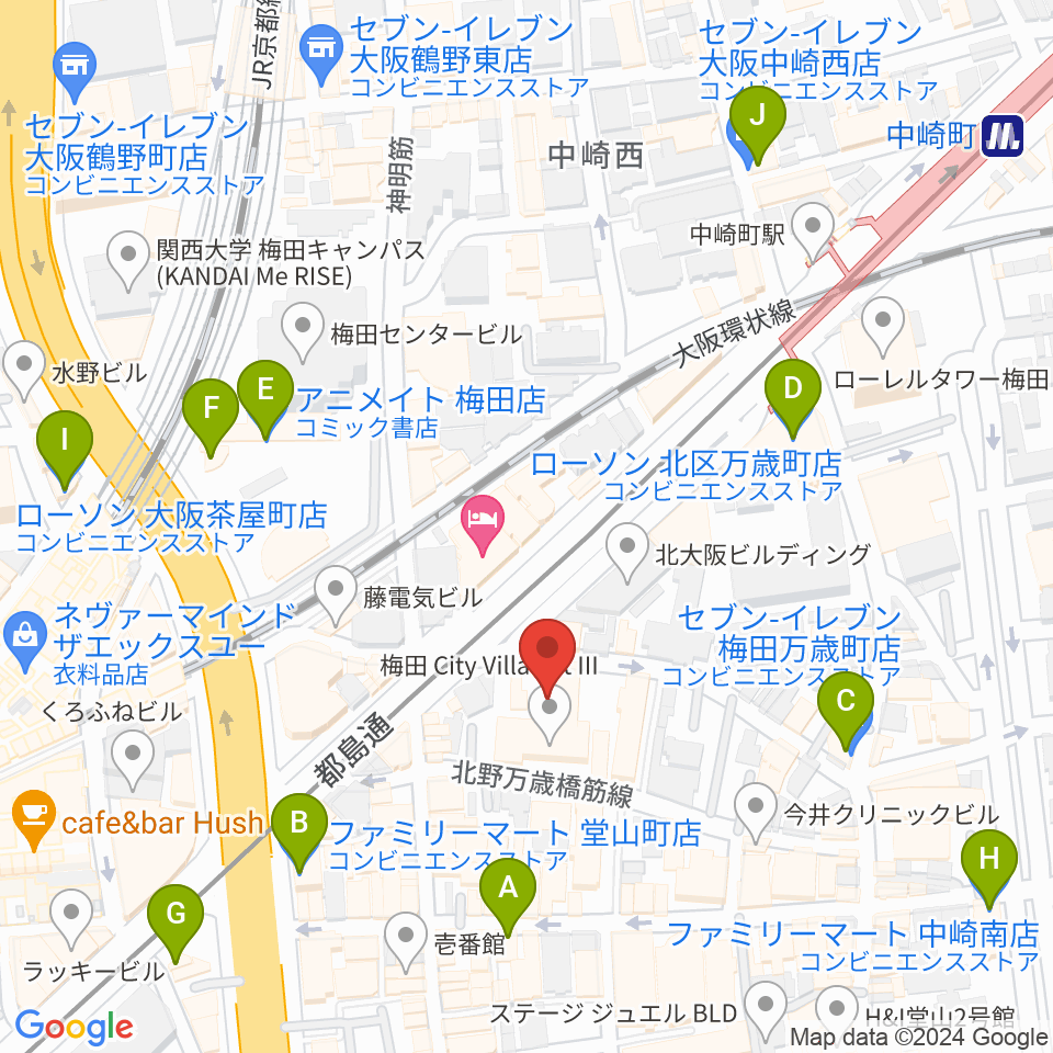 梅田サードストーン周辺のコンビニエンスストア一覧地図