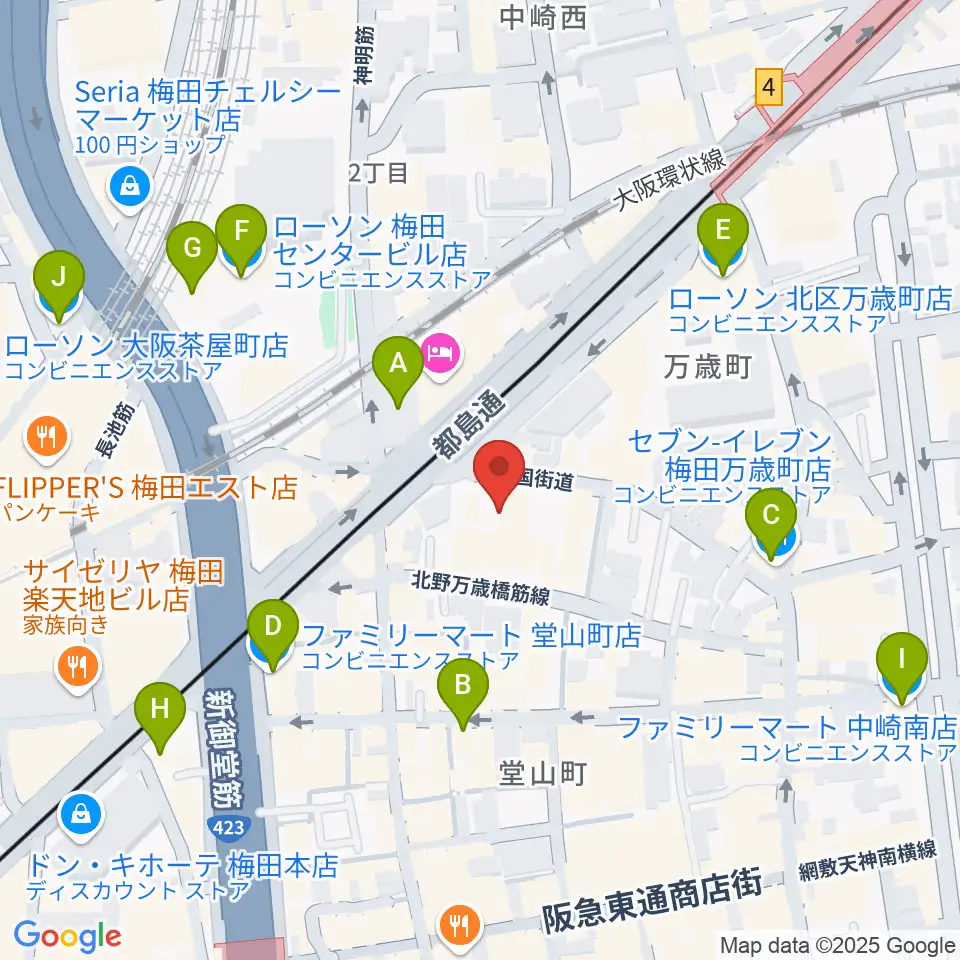 梅田サードストーン周辺のコンビニエンスストア一覧地図
