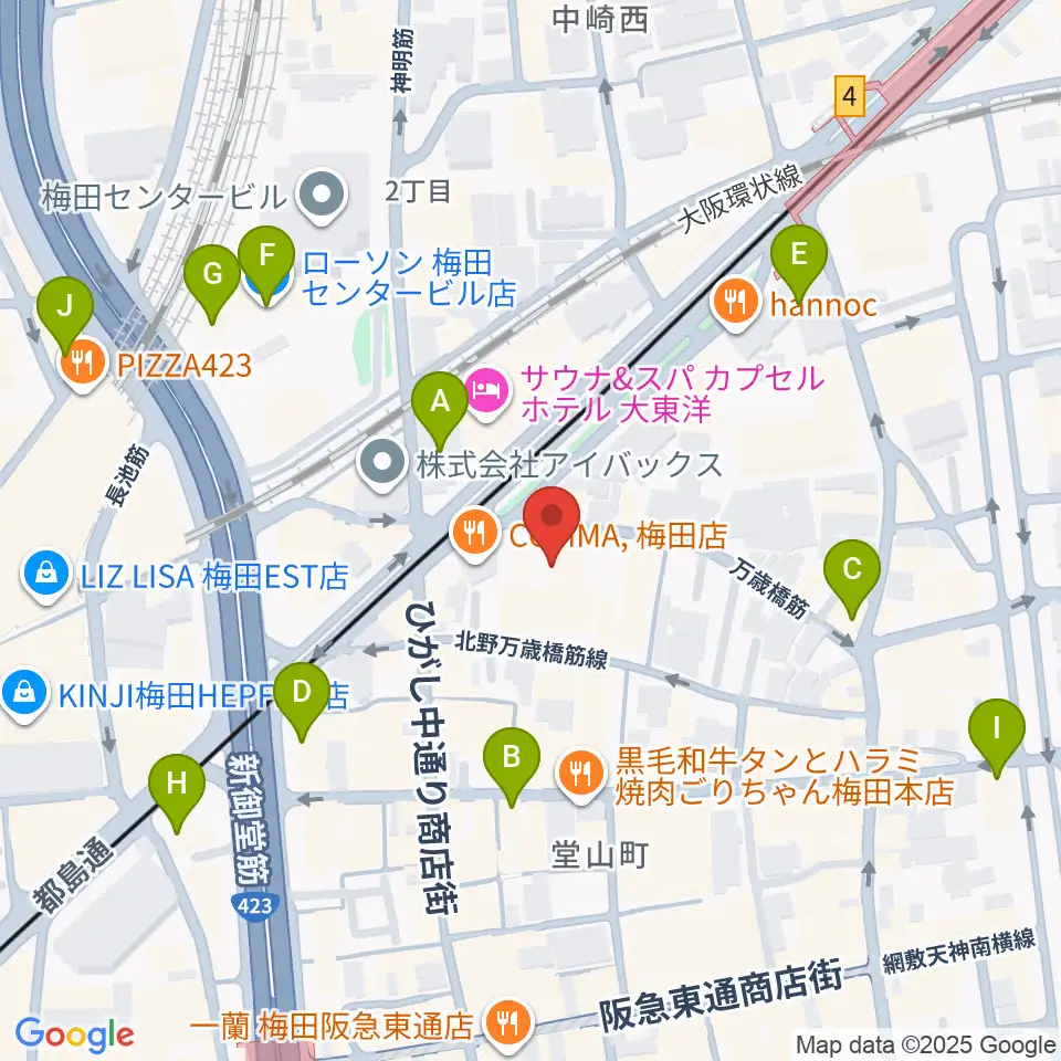 梅田サードストーン周辺のコンビニエンスストア一覧地図