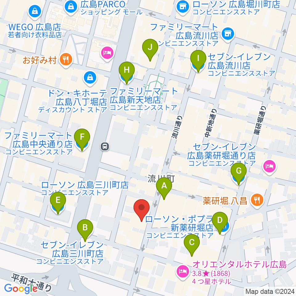 広島AGIT周辺のコンビニエンスストア一覧地図