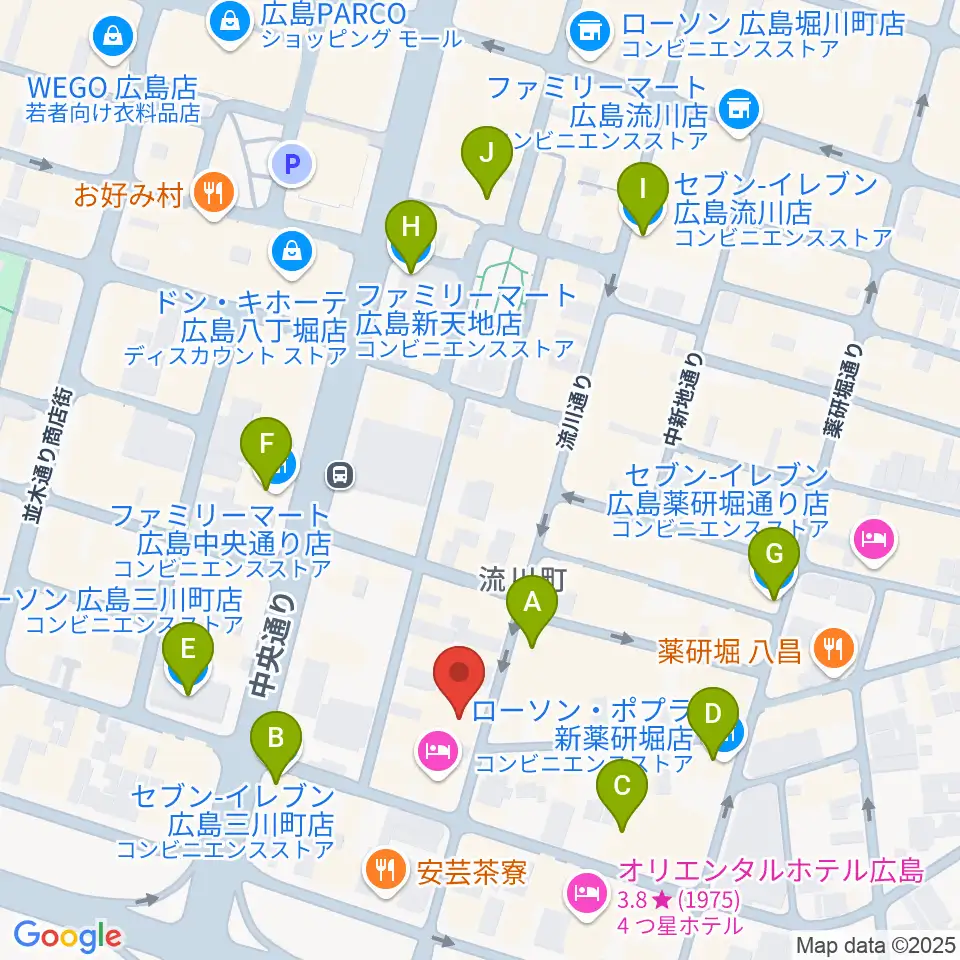 広島AGIT周辺のコンビニエンスストア一覧地図