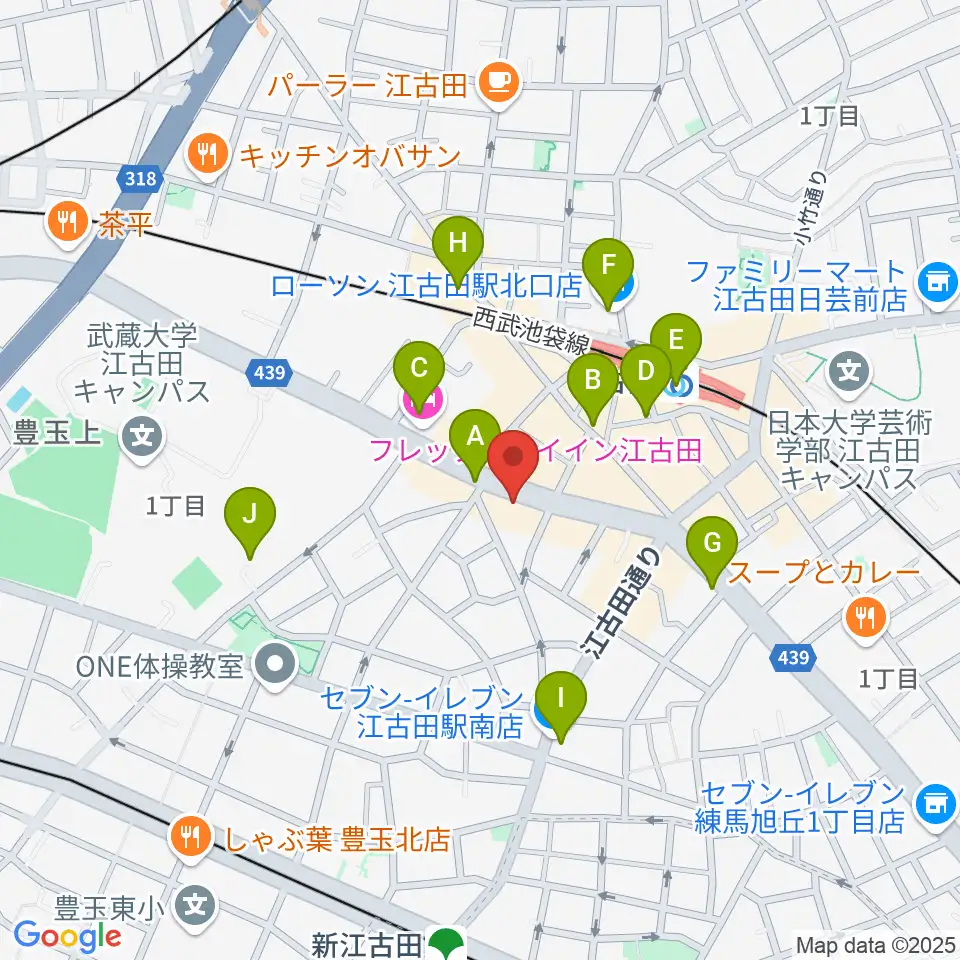 江古田マーキー周辺のコンビニエンスストア一覧地図