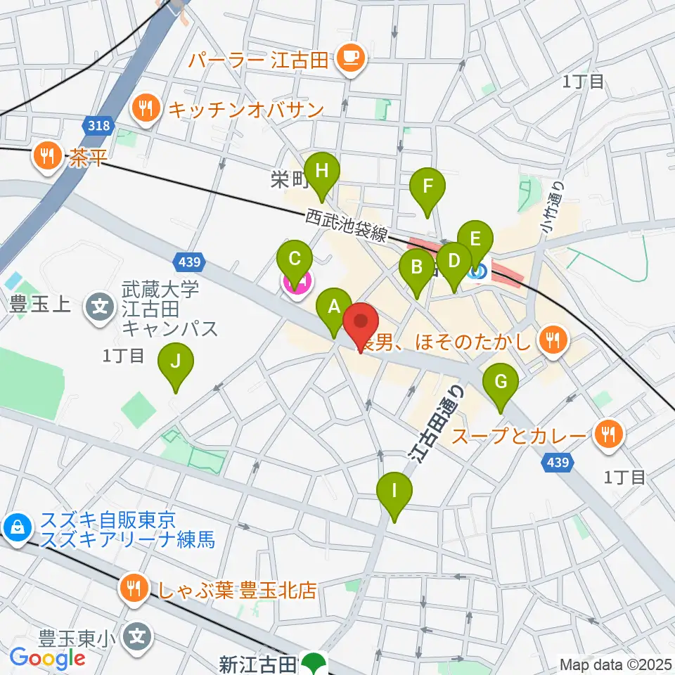 江古田マーキー周辺のコンビニエンスストア一覧地図