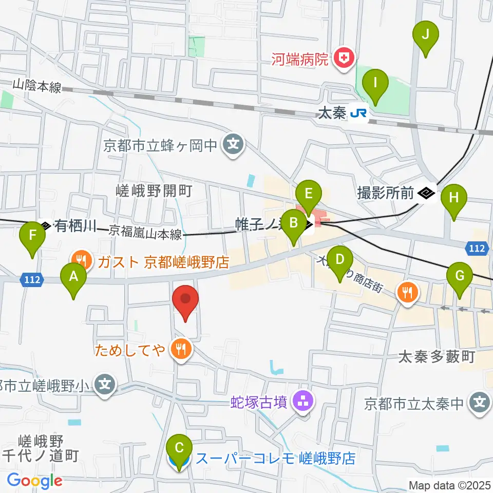 JEUGIA 太秦センター周辺のコンビニエンスストア一覧地図